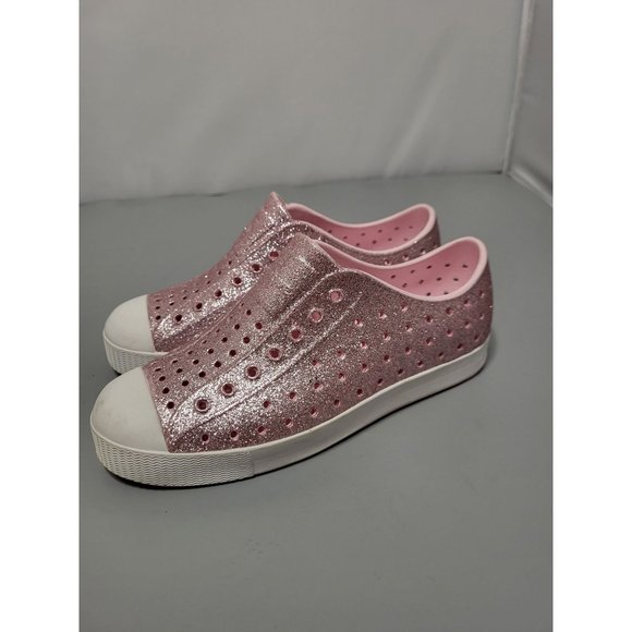 Native Other - Native Jefferson Girls Pink Glitter Slip On Sneakers Size J3, 3